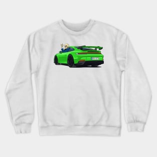 car 911 GT3 with skull man hands metal green light Crewneck Sweatshirt